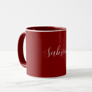 Maroon Dark Red Professional Calligraphy Add Name Mug