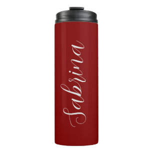 Maroon Dark Red Professional Calligraphy Add Name Thermal Tumbler