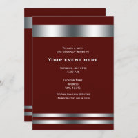 Maroon Deep Red Silver Elegant Dinner Party Event
