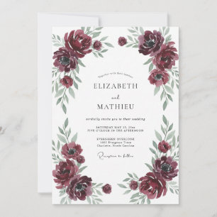 Maroon Deep Winter Wedding Invitation