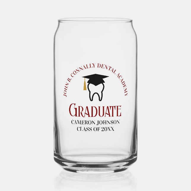 Maroon Dental School Custom Dentist Graduation Can Glass (Front)