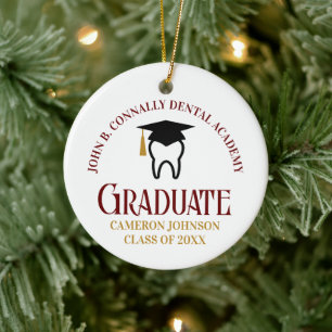 Maroon Dental School Custom Graduation Christmas Ceramic Tree Decoration