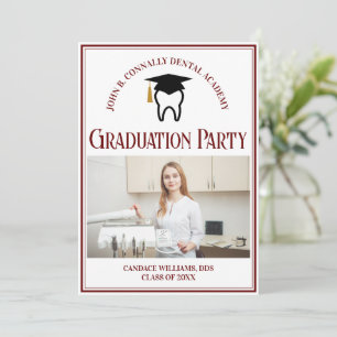 Maroon Dental School Photo Custom Graduation Party Invitation