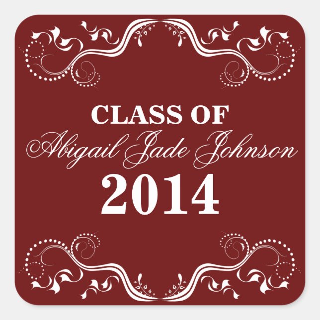 MAROON ELEGANT CLASS OF 201? STICKERS (Front)