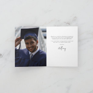Maroon Elegant Script Graduation Photo+Message Thank You Card