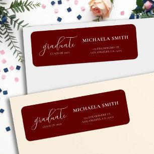 Maroon Elegant Script Graduation Return Address