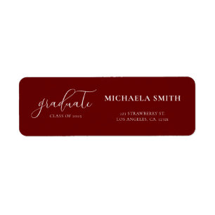 Maroon Elegant Script Graduation Return Address