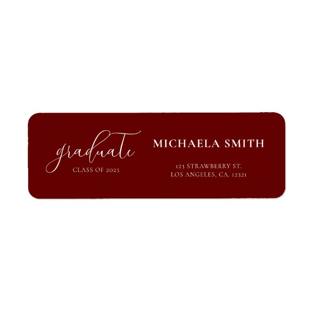 Maroon Elegant Script Graduation Return Address (Front)