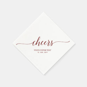 Maroon Elegant Stylish Lettering Cheers Party Napkin
