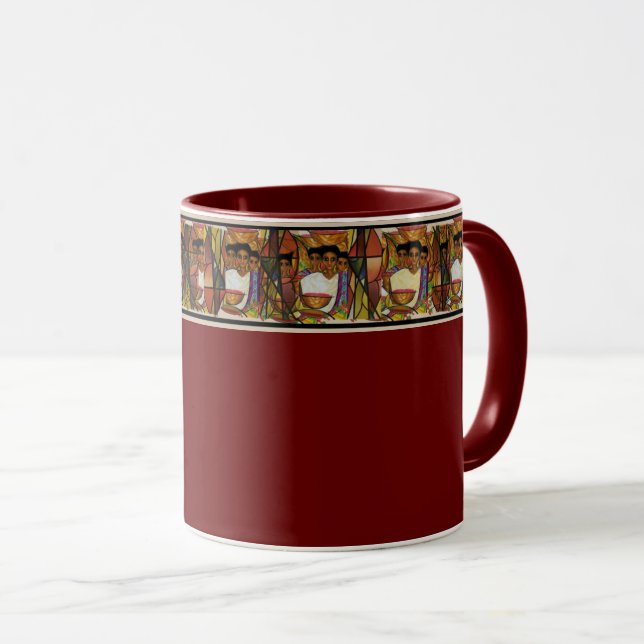 Maroon Ethiopian Traditional Art Mug (Front Right)