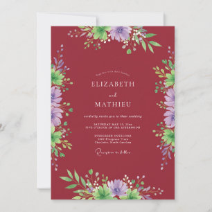 Maroon Exquisite Nature Wedding Invitation
