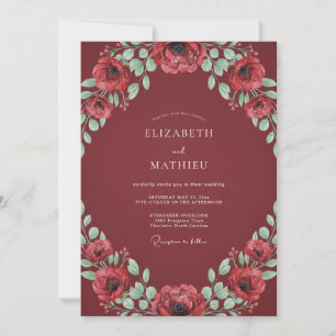 Maroon Exquisite Winter Wedding Invitation