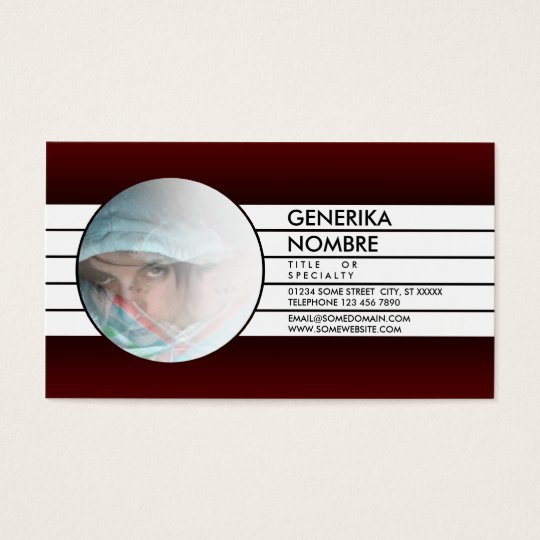 maroon faded window business card
