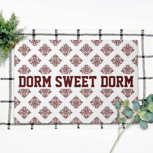 Maroon Fancy Damask Cool Fun Dorm School Home Doormat