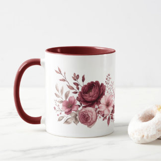 Maroon Floral Botanica Mug
