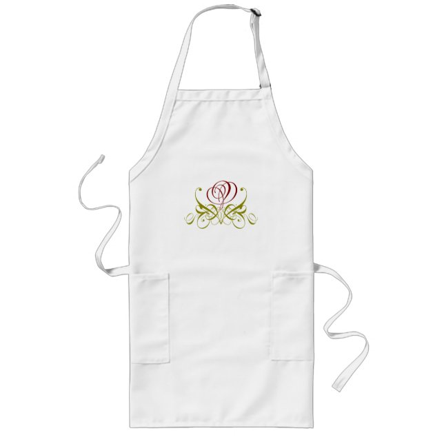 Maroon Flourish Rose Long Apron (Front)