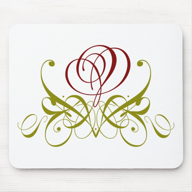 Maroon Flourish Rose Mouse Mat (Front)