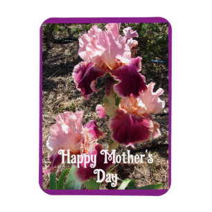 Maroon Flowers Floral Iris Irises Mothers Day Card Magnet