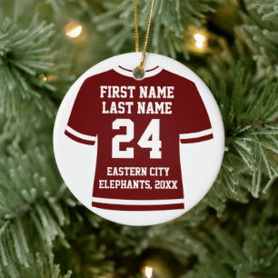 Maroon Football Soccer Hockey Sports Jersey Ceramic Tree Decoration