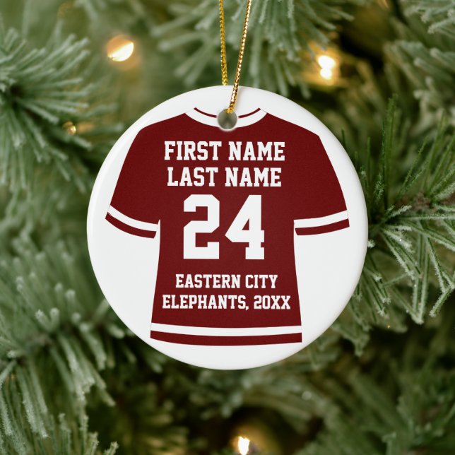 Maroon Football Soccer Hockey Sports Jersey Ceramic Tree Decoration (Tree)