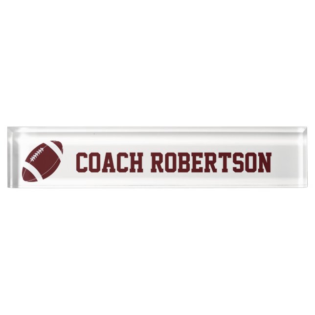 Maroon Football Themed Personalised  Nameplate (Front)