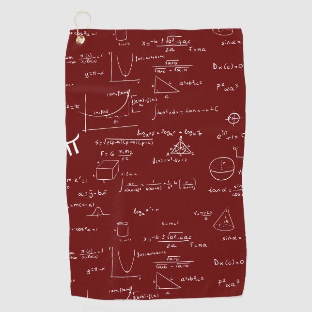 Maroon Formulas Equations Math  Golf Towel (Front)