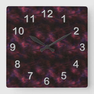 Maroon Fractal Wall Clock