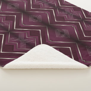 Maroon Geometric Sherpa Blanket