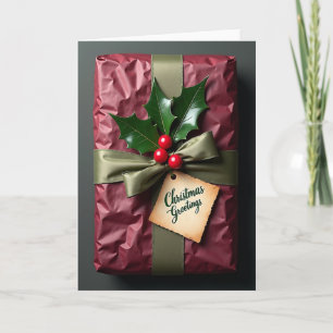 Maroon Gift Bow Card