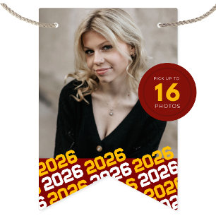 Maroon & Gold 16 Photo Graduation Hanging Banner