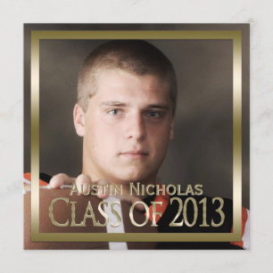 Maroon Gold 2013 Monogram Photo Graduation Invitation