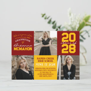 Maroon & Gold 4 Photo Graduation Announcement