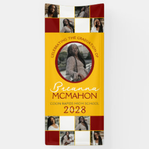 Maroon & Gold 9 Photo Collage Graduation Vinyl Banner