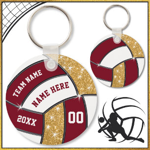Maroon, Gold and White Cheap Volleyball Souvenirs Key Ring