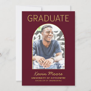 Maroon Gold Arch Photo Graduation Invitation