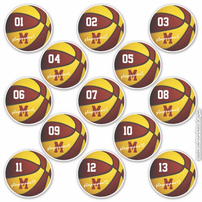 maroon gold basketball custom 13 players names (Front)