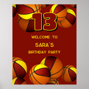 maroon gold basketball team colours party welcome poster