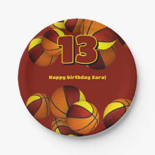 maroon gold basketballs girls boys sports party paper plate