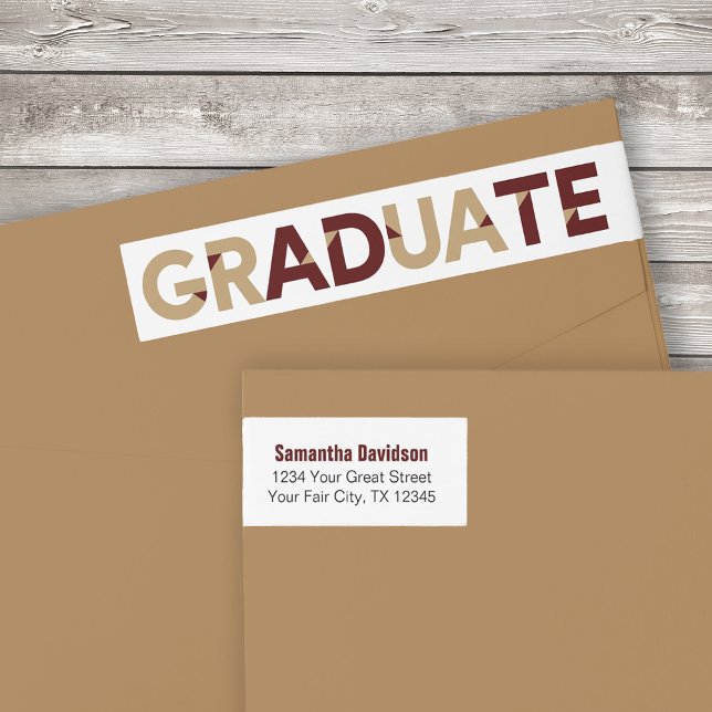 Maroon Gold Big Bold Angle-Cut Letters Graduation Wrap Around Label (Creator Uploaded)