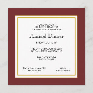 Maroon & Gold Business Professional Dinner Invitation