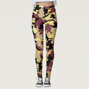 Maroon & Gold Camo Leggings