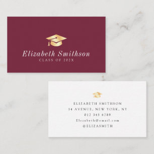 maroon gold cap graduation insert card