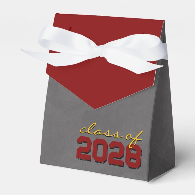 Maroon & Gold Chalkboard Graduation Gift Boxes (Front Side)