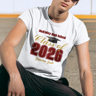 Maroon Gold Class of 2026 Customized Graduate T-Shirt