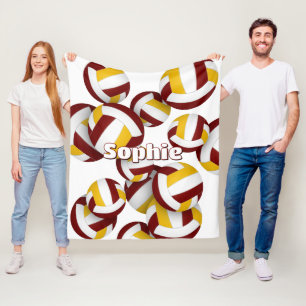 maroon gold club colors volleyball room decor fleece blanket