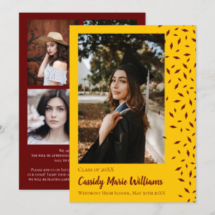 Maroon Gold Confetti Graduation Announcement