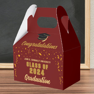 Maroon Gold Congratulations 2025 Graduation Party Favour Box