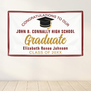 Maroon Gold Congratulations Graduate Custom Party Banner