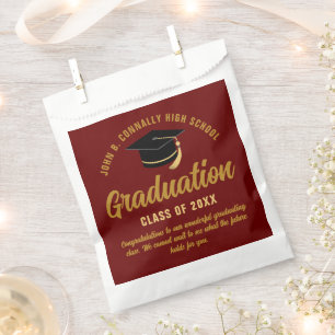 Maroon Gold Customised Graduation Party Favour Bags
