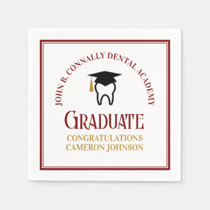 Maroon Gold Dental School Custom Graduation Party Napkin